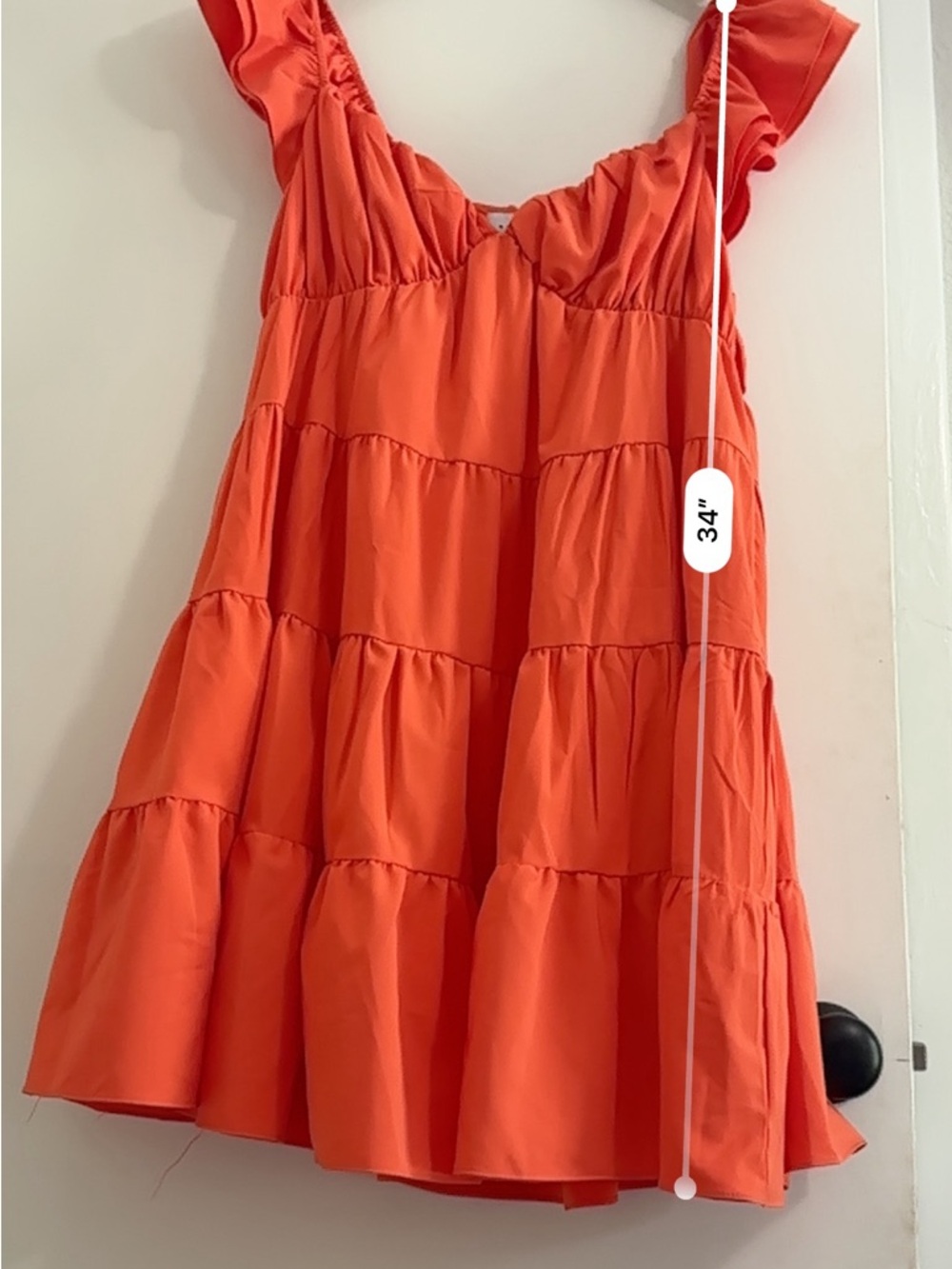 Endless Rose Coral Flowy Ruffled Babydoll Dress - Picture 4 of 4